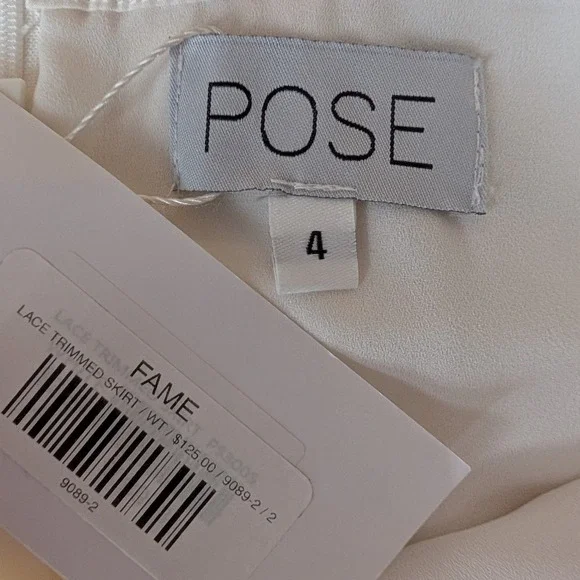 POSE Lace Eyelet Trimmed Maxi Skirt Womens 4 White Green Cotton Boho Cottagecore - Picture 7 of 12